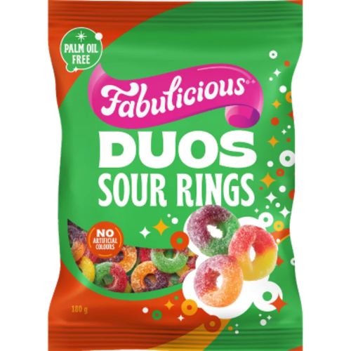 RJ'S FAB SOUR GUMMY RINGS 180G