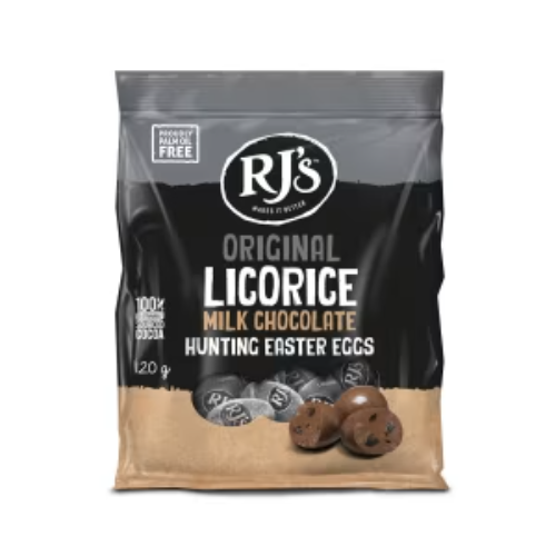 RJ'S LIC CHOC HUNTING EGGS120G