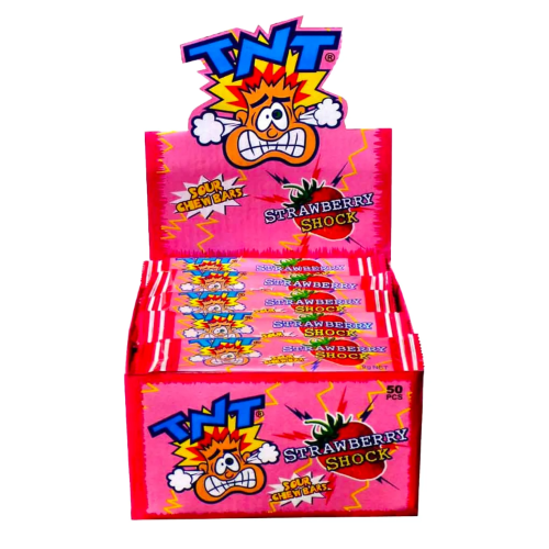 TNT SOUR CHEW STRAWBERRY BAR 28G 1X50