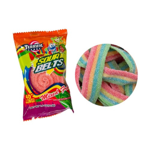 TERIFFIC MEGA SOUR BELTS 100CMS 1.02KG