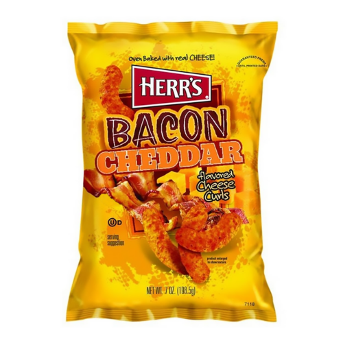 HERR'S BACON CHEDAR CURL-6297-170G-6OZ 1X12